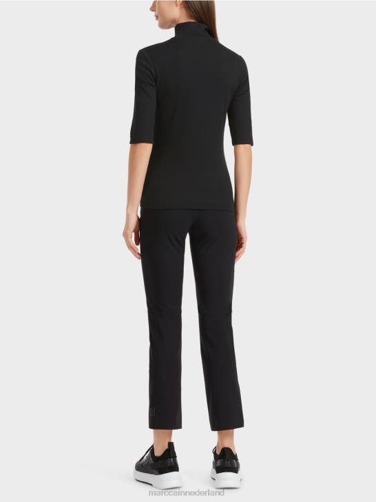 kleding zwart 464J1311 overhemd met opstaande kraag en -mouwen Marc Cain