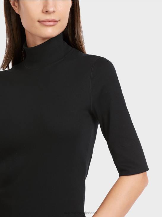 kleding zwart 464J1311 overhemd met opstaande kraag en -mouwen Marc Cain