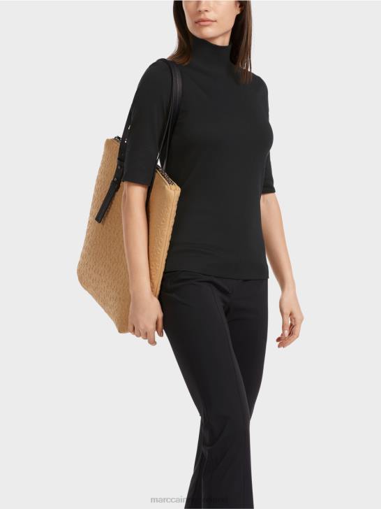 kleding zwart 464J1311 overhemd met opstaande kraag en -mouwen Marc Cain