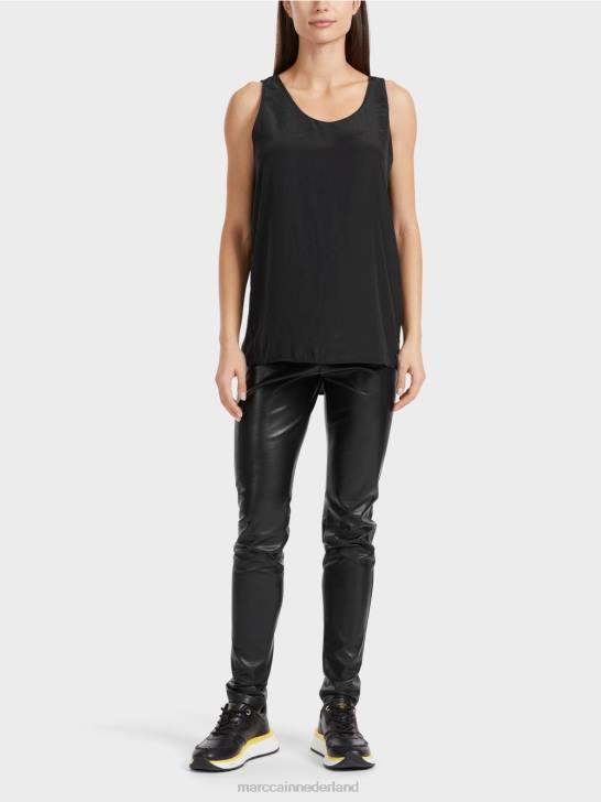 kleding zwart 464J1340 lichtgewicht mouwloos topje Marc Cain