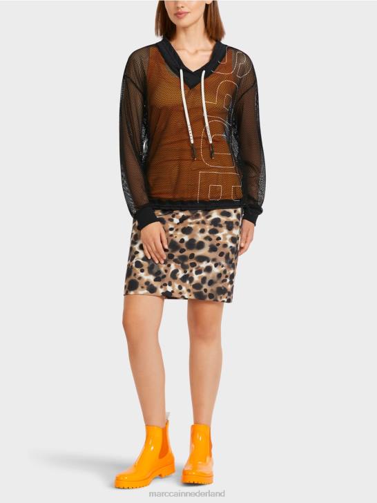 kleding zwart 464J1435 transparant mesh-shirt Marc Cain