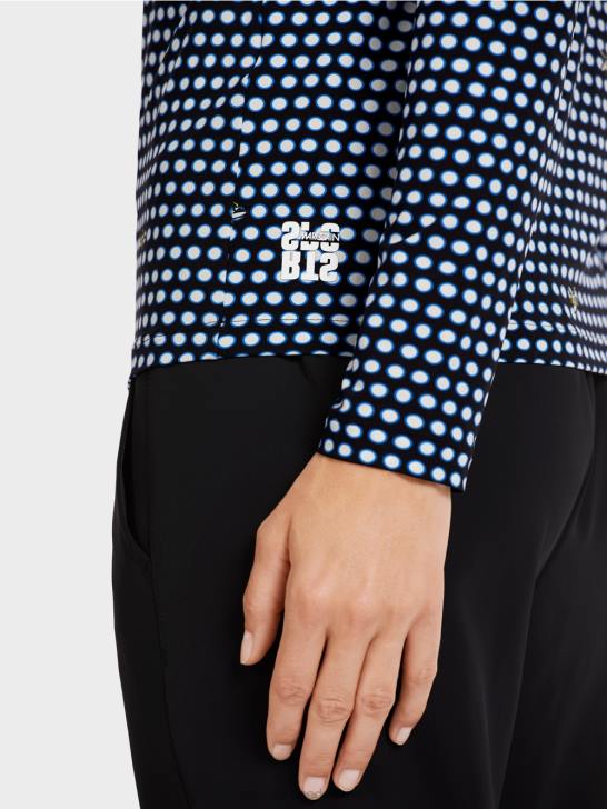 kleding zwart 464J1440 top met lange mouwen en opstaande kraag Marc Cain