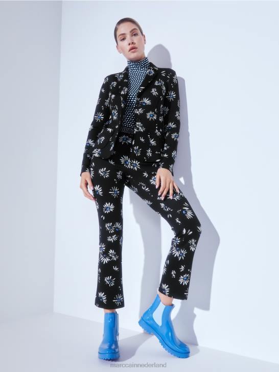 kleding zwart 464J1440 top met lange mouwen en opstaande kraag Marc Cain