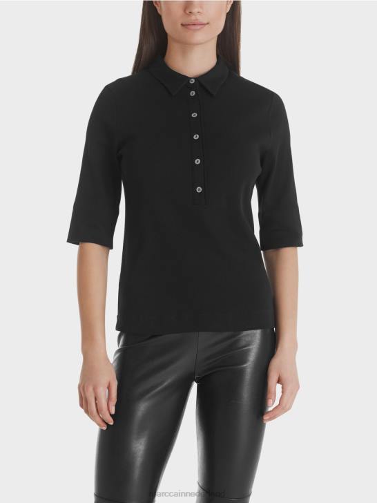 kleding zwart 464J1464 katoenen poloshirt Marc Cain