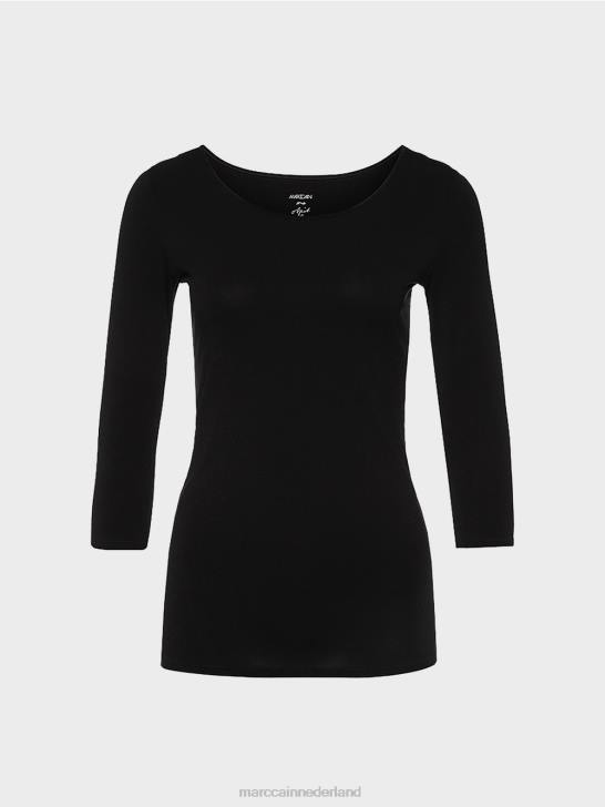 kleding zwart 464J1470 uiterst delicaat shirt met lange mouwen Marc Cain