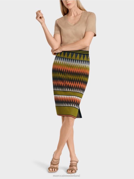 kleding diep olijfgroen 464J487 smalle rok "gebreid in Duitsland" Marc Cain