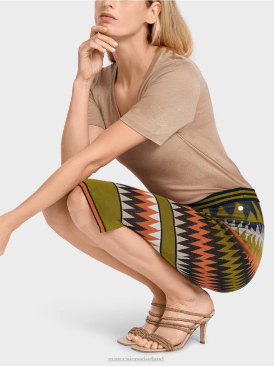 kleding diep olijfgroen 464J487 smalle rok \"gebreid in Duitsland\" Marc Cain