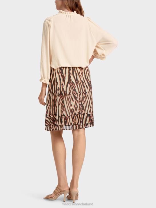 kleding dieprood 464J477 korte volantrok van viscose-crêpe Marc Cain