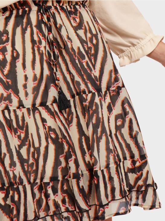 kleding dieprood 464J477 korte volantrok van viscose-crêpe Marc Cain