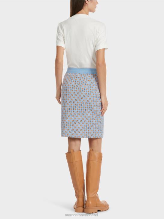 kleding donkere zomerhemel 464J468 knielange rok met grafisch ontwerp Marc Cain