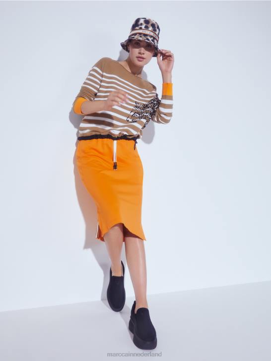 kleding fel oranje 464J502 sportieve jersey rok Marc Cain