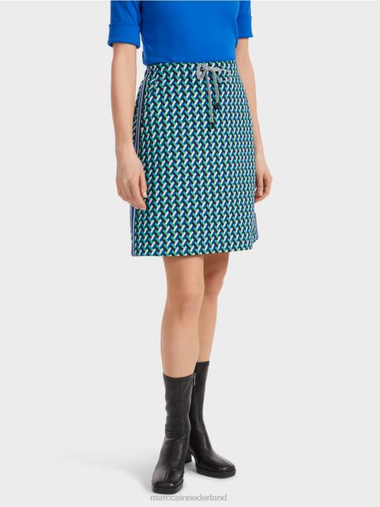 kleding glazuur 464J457 uitlopende rok met all-over dessin Marc Cain