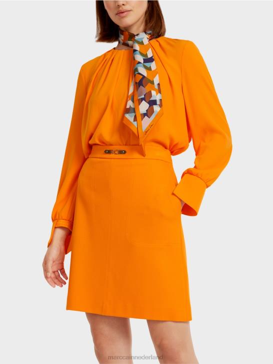 kleding helder oranje 464J512 slim-fit rok met decoratieve mc-ketting Marc Cain