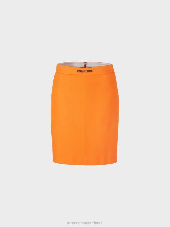 kleding helder oranje 464J512 slim-fit rok met decoratieve mc-ketting Marc Cain