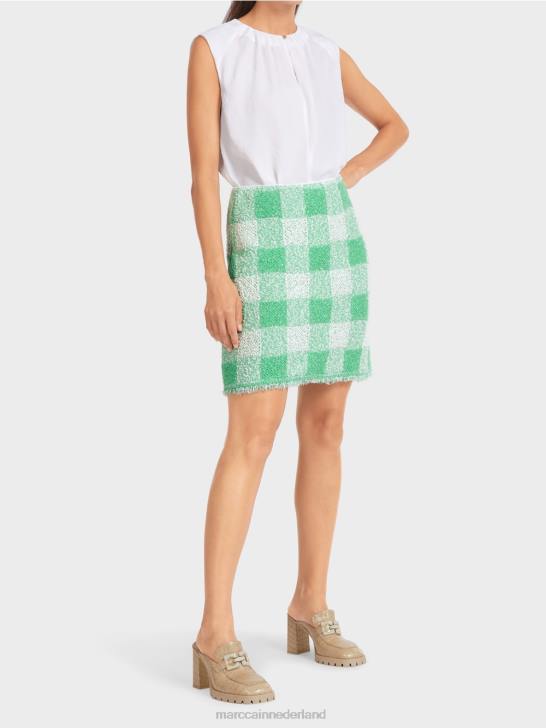 kleding heldere jade 464J495 Vichy geruite rok \"gebreid in Duitsland\" Marc Cain