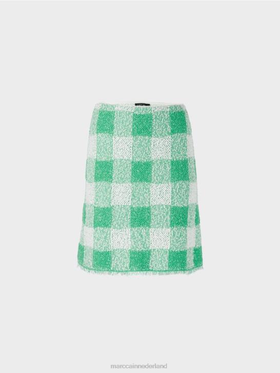 kleding heldere jade 464J495 Vichy geruite rok \"gebreid in Duitsland\" Marc Cain