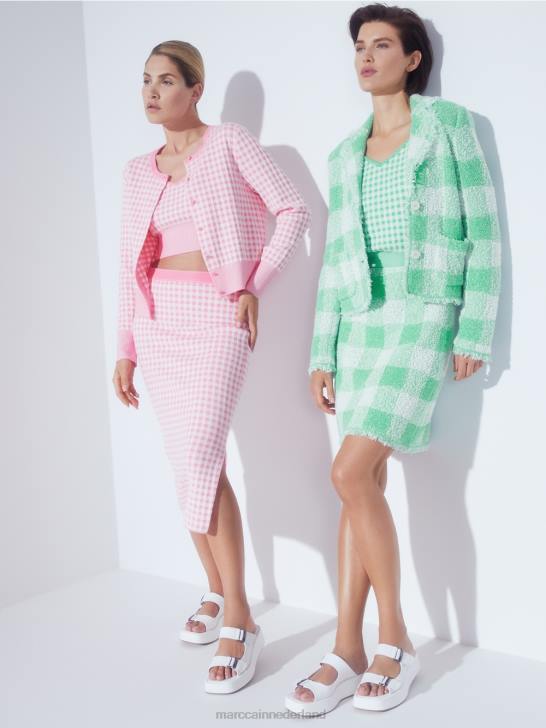 kleding heldere jade 464J495 Vichy geruite rok \"gebreid in Duitsland\" Marc Cain