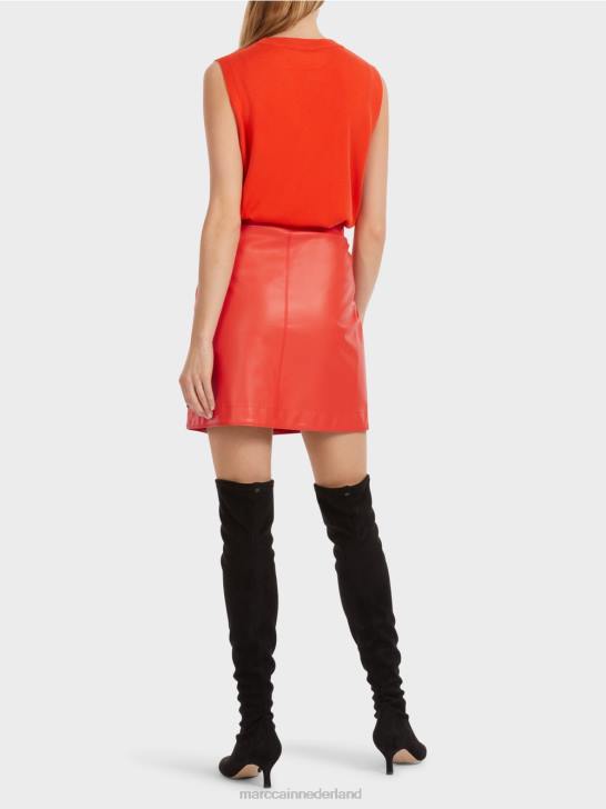 kleding kampari 464J462 korte rok van leuk leer Marc Cain