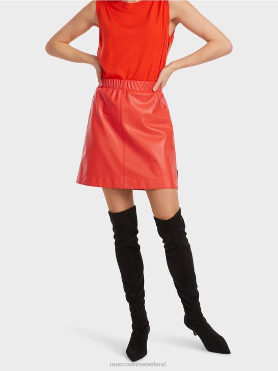 kleding kampari 464J462 korte rok van leuk leer Marc Cain