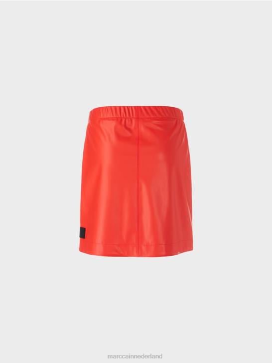 kleding kampari 464J462 korte rok van leuk leer Marc Cain