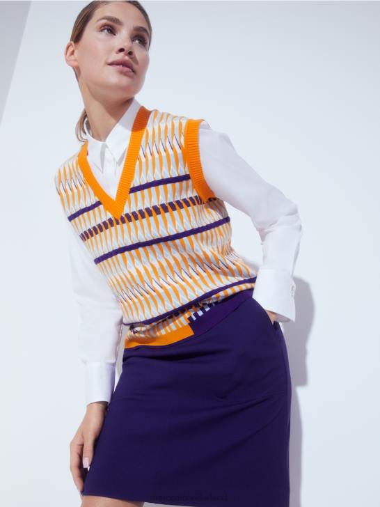 kleding koninklijk paars 464J514 slim-fit rok met decoratieve mc-ketting Marc Cain