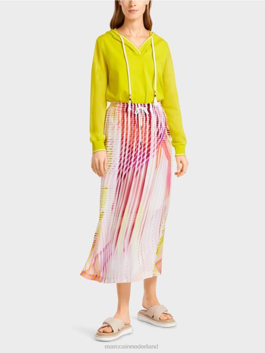 kleding lichte kalk 464J481 kleurrijke rok in gestreept patroon Marc Cain