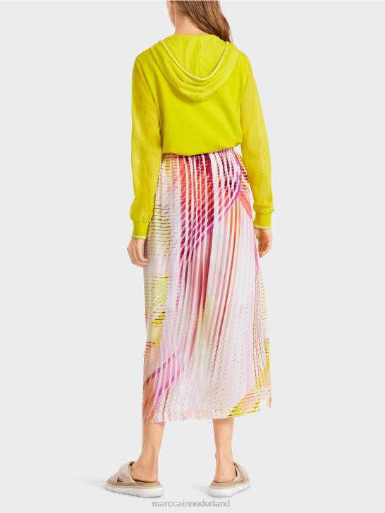 kleding lichte kalk 464J481 kleurrijke rok in gestreept patroon Marc Cain