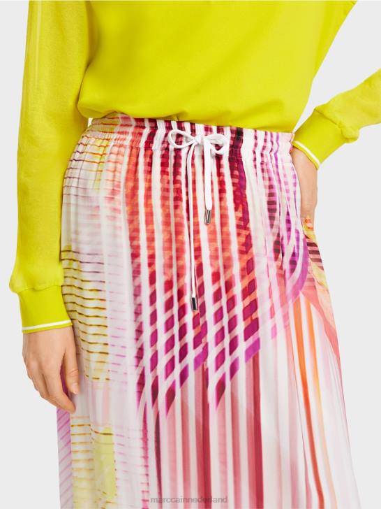 kleding lichte kalk 464J481 kleurrijke rok in gestreept patroon Marc Cain