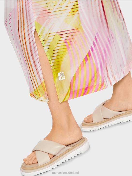 kleding lichte kalk 464J481 kleurrijke rok in gestreept patroon Marc Cain
