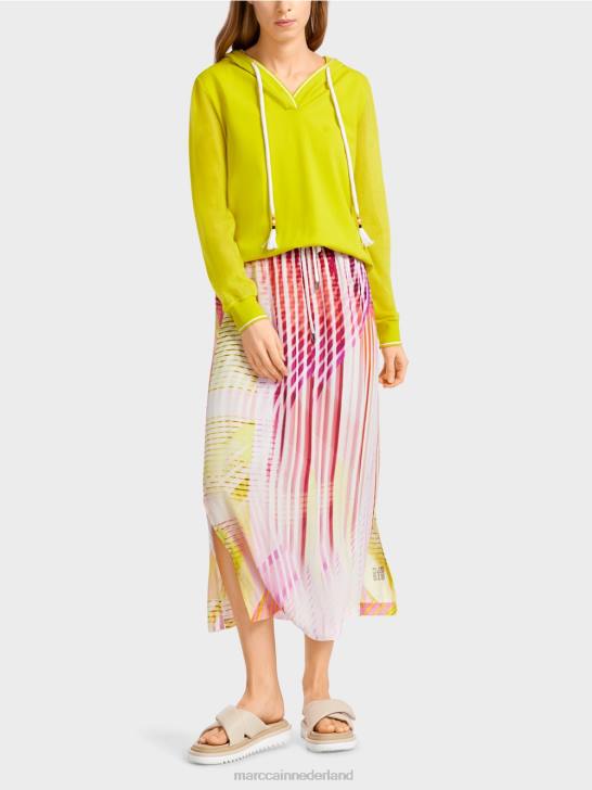 kleding lichte kalk 464J481 kleurrijke rok in gestreept patroon Marc Cain