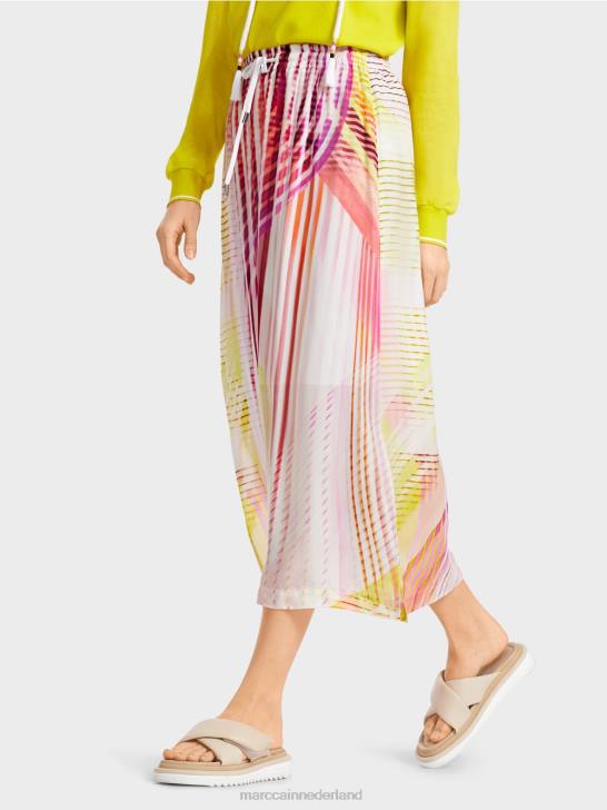 kleding lichte kalk 464J481 kleurrijke rok in gestreept patroon Marc Cain
