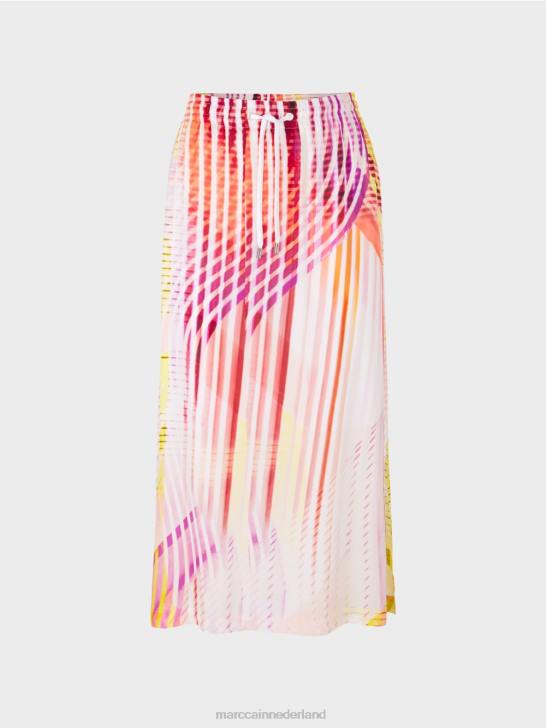 kleding lichte kalk 464J481 kleurrijke rok in gestreept patroon Marc Cain