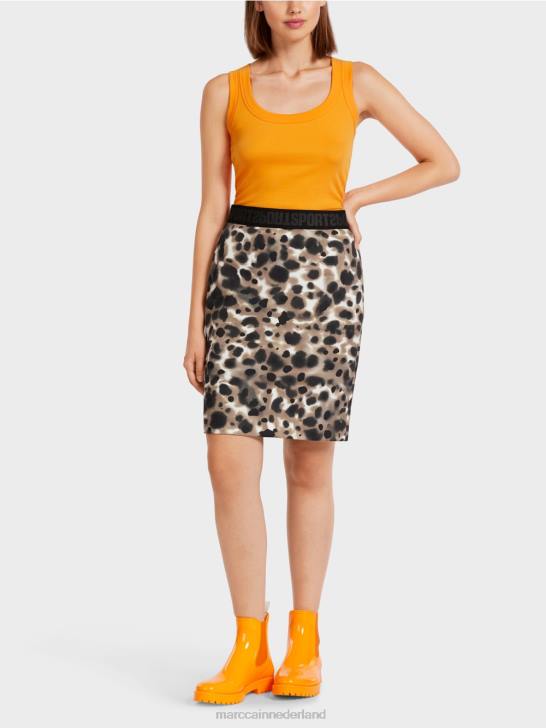 kleding lichte koffie 464J504 minirok met luipaardprint Marc Cain