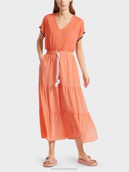 kleding lichte terracotta 464J480 volantrok met koord Marc Cain