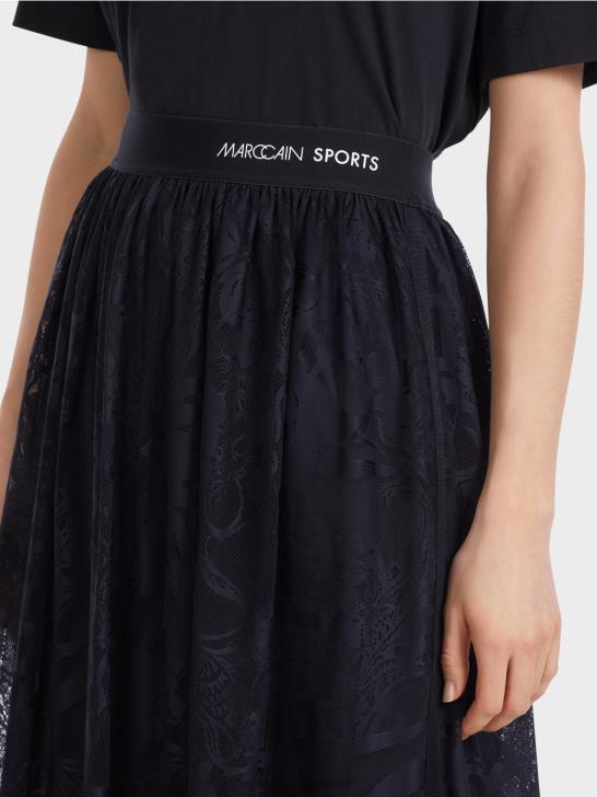 kleding middernacht blauw 464J456 wijde rok van tule kant Marc Cain