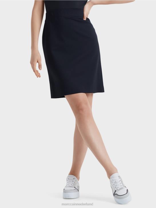kleding middernacht blauw 464J518 knie lengte rok Marc Cain