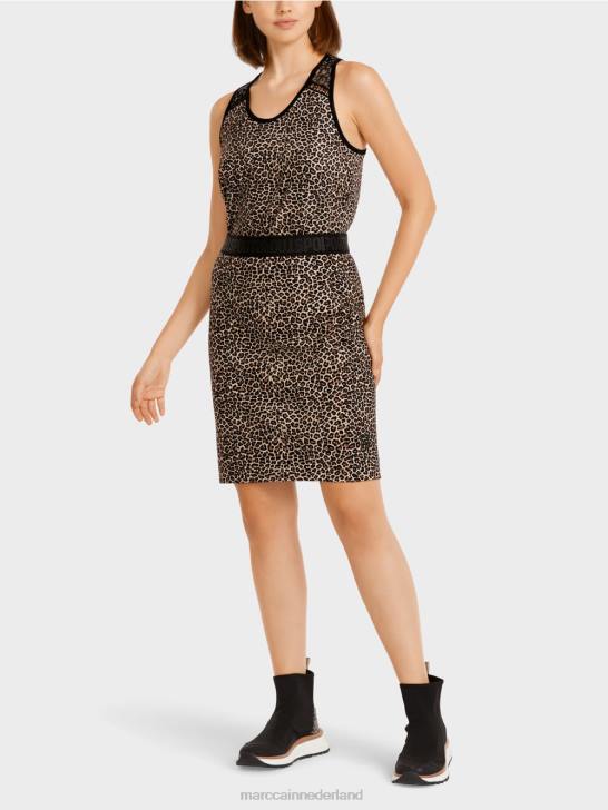 kleding poeder crème 464J496 korte rok met luipaardprint Marc Cain