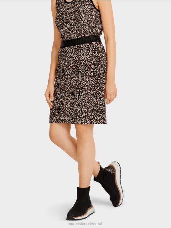 kleding poeder crème 464J496 korte rok met luipaardprint Marc Cain
