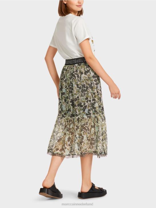 kleding zacht dakraam 464J498 gelaagde rok van viscose-crêpe Marc Cain