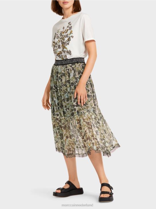 kleding zacht dakraam 464J498 gelaagde rok van viscose-crêpe Marc Cain