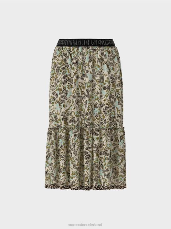 kleding zacht dakraam 464J498 gelaagde rok van viscose-crêpe Marc Cain