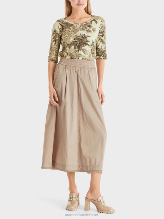 kleding zacht taupe 464J494 zwierige rok Marc Cain