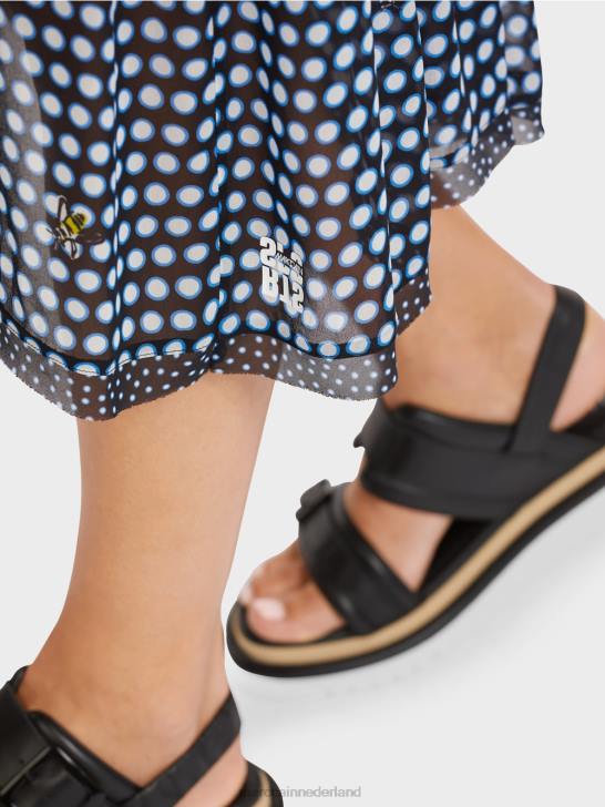 kleding zwart 464J505 wijde rok met stippen van viscose Marc Cain