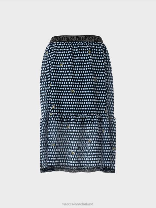 kleding zwart 464J505 wijde rok met stippen van viscose Marc Cain