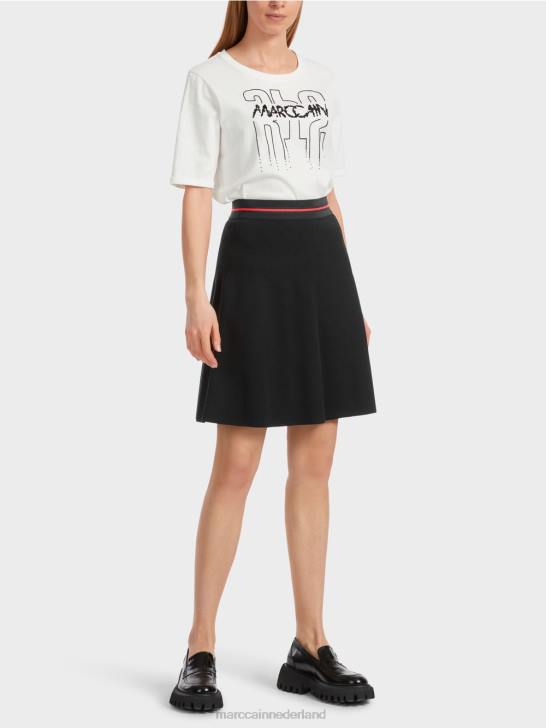 kleding zwart en wit 464J465 Minirok "rethink Together". Marc Cain