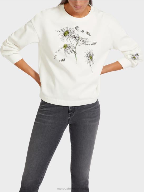 kleding gebroken wit 464J1228 Oversized sweatshirt met 3D-elementen Marc Cain