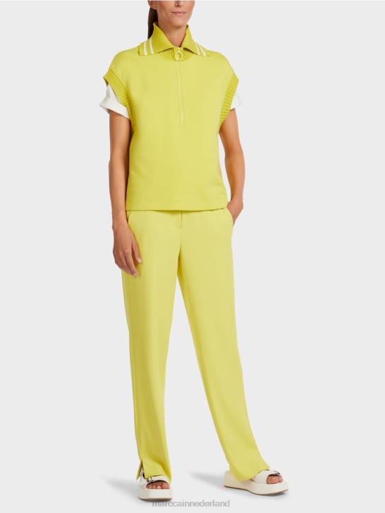 kleding groene zwavel 464J1226 mouwloze tanktop met geribde kraag Marc Cain