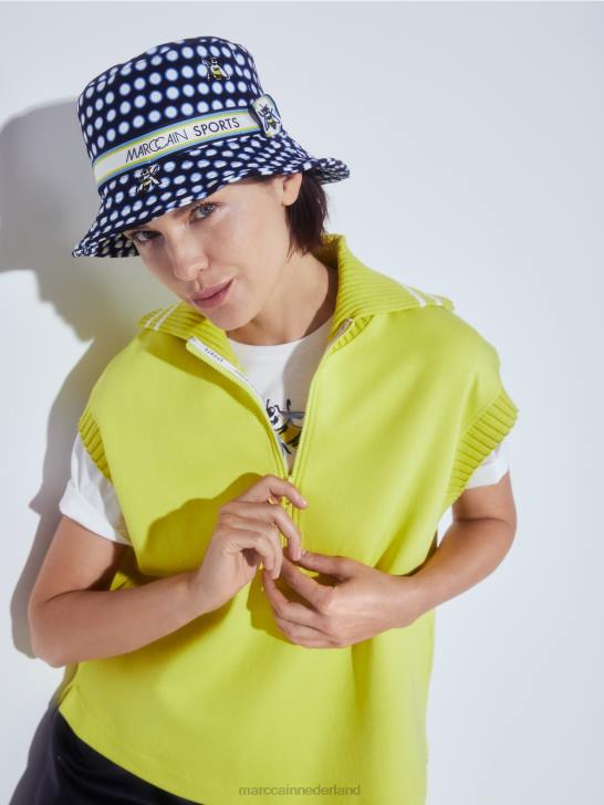 kleding groene zwavel 464J1226 mouwloze tanktop met geribde kraag Marc Cain