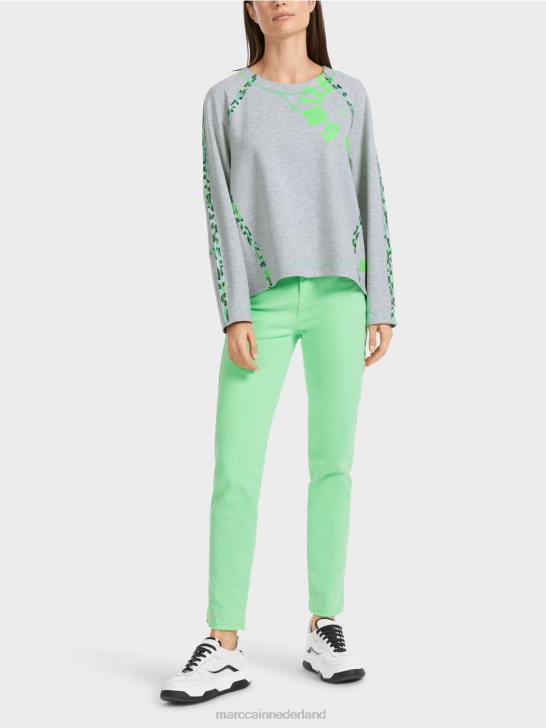 kleding zilver grijs 464J1224 sweatshirt met naadeffecten Marc Cain