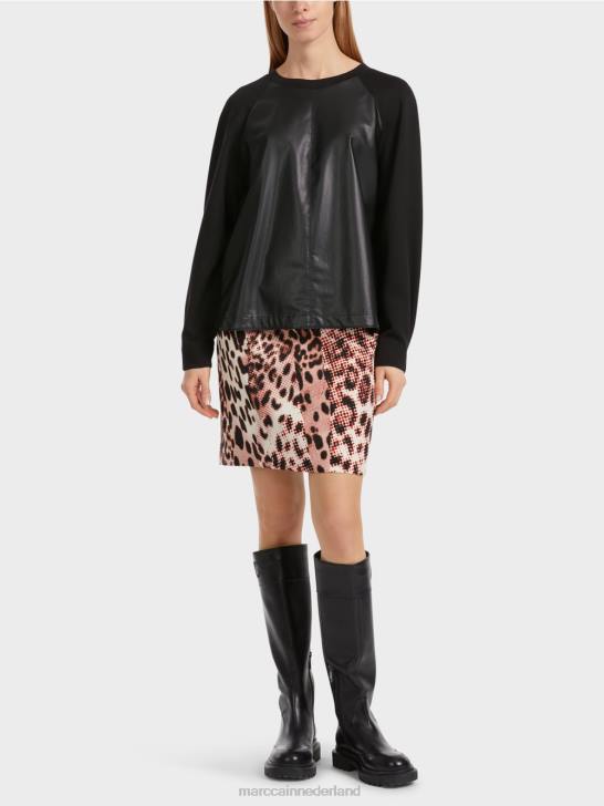 kleding zwart 464J1222 raglan sweatshirt met materiaalmix Marc Cain